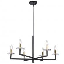 Trans Globe 71876 BK-AG - 6LT CHANDELIER-AG BACKPLATE-CL
